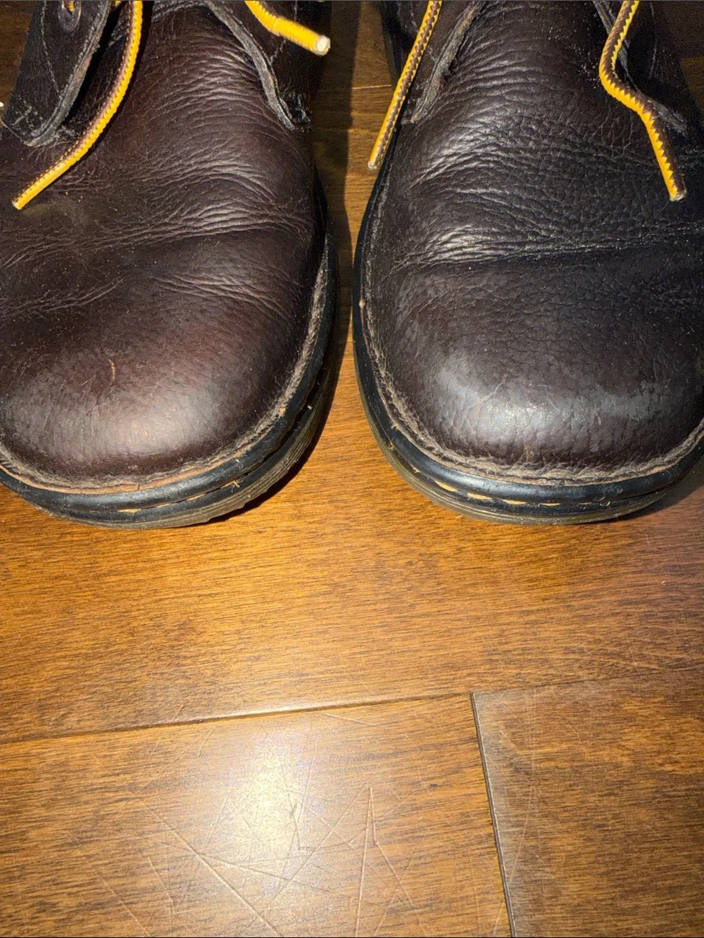 Dr. Martens Men’s Dark Brown Leather Chukka Boots with Yellow Laces