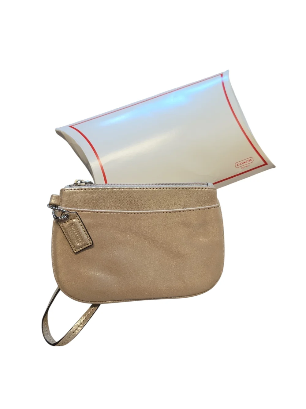 Coach Suede Wristlet in Tan