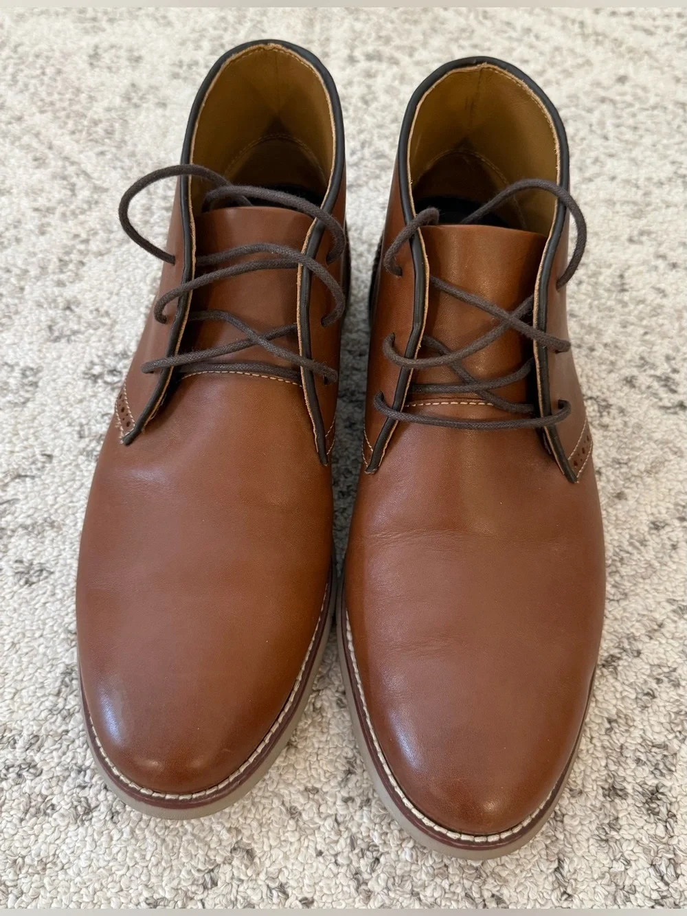 Johnston & Murphy Memory Foam Sheepskin Ankle Boots Brown Sz 8.5