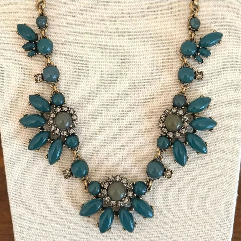 J.Crew | Teal Floral Pendant Necklace | 24” Length
