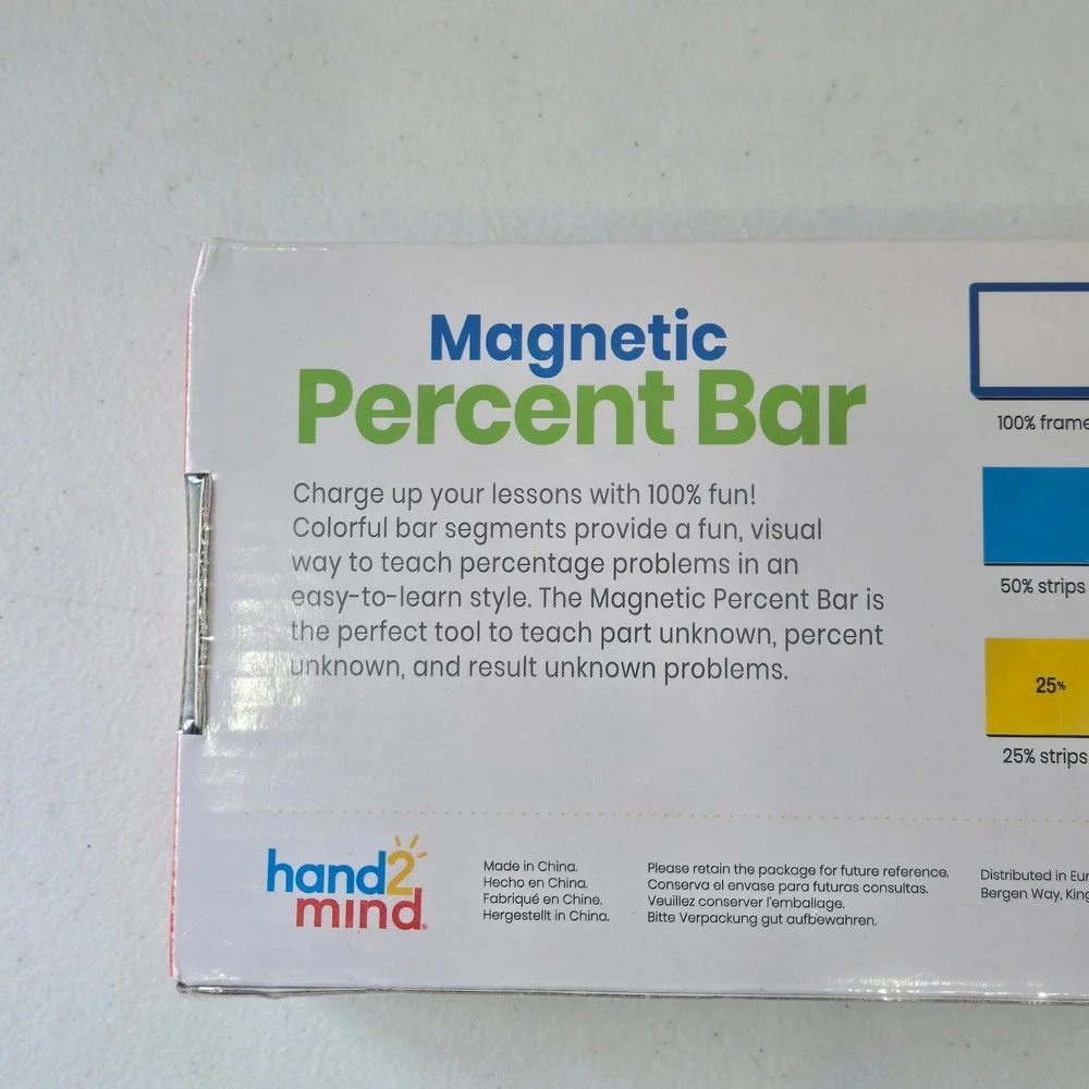 Hand2Mind Magnetic Percent Bar Math Learning Manipulative 32 Piece Ages 8+ 92431