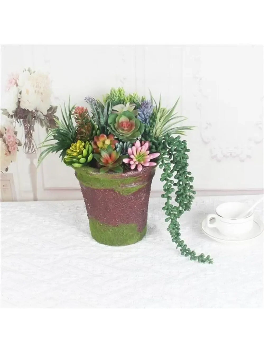 Set of 25 artificial succulent plants faux unpotted greenery for home garden dec