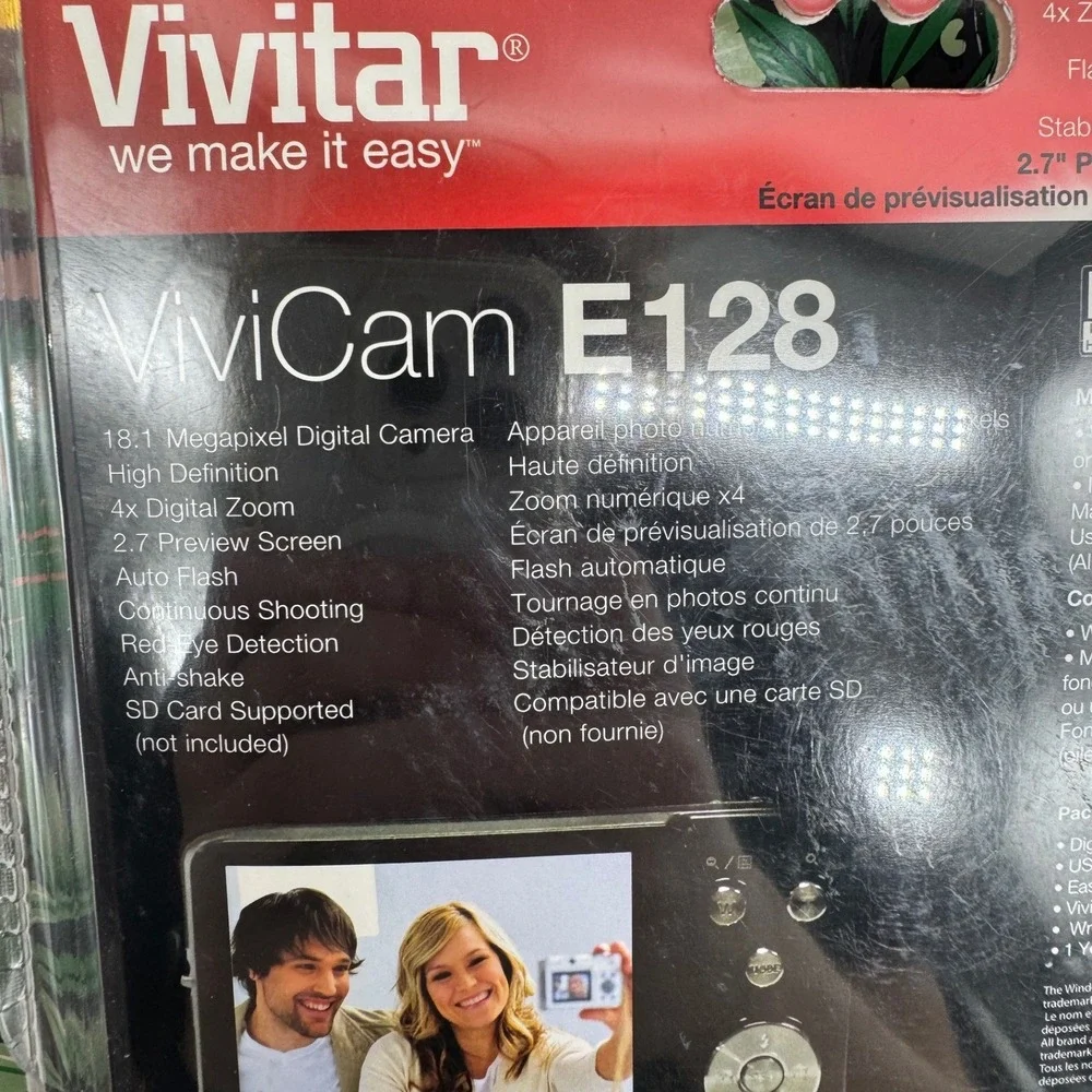 Vivitar ViviCam E128 Red Digital Camera 18.1MP HD 4x Zoom 2.7 Inch LCD New