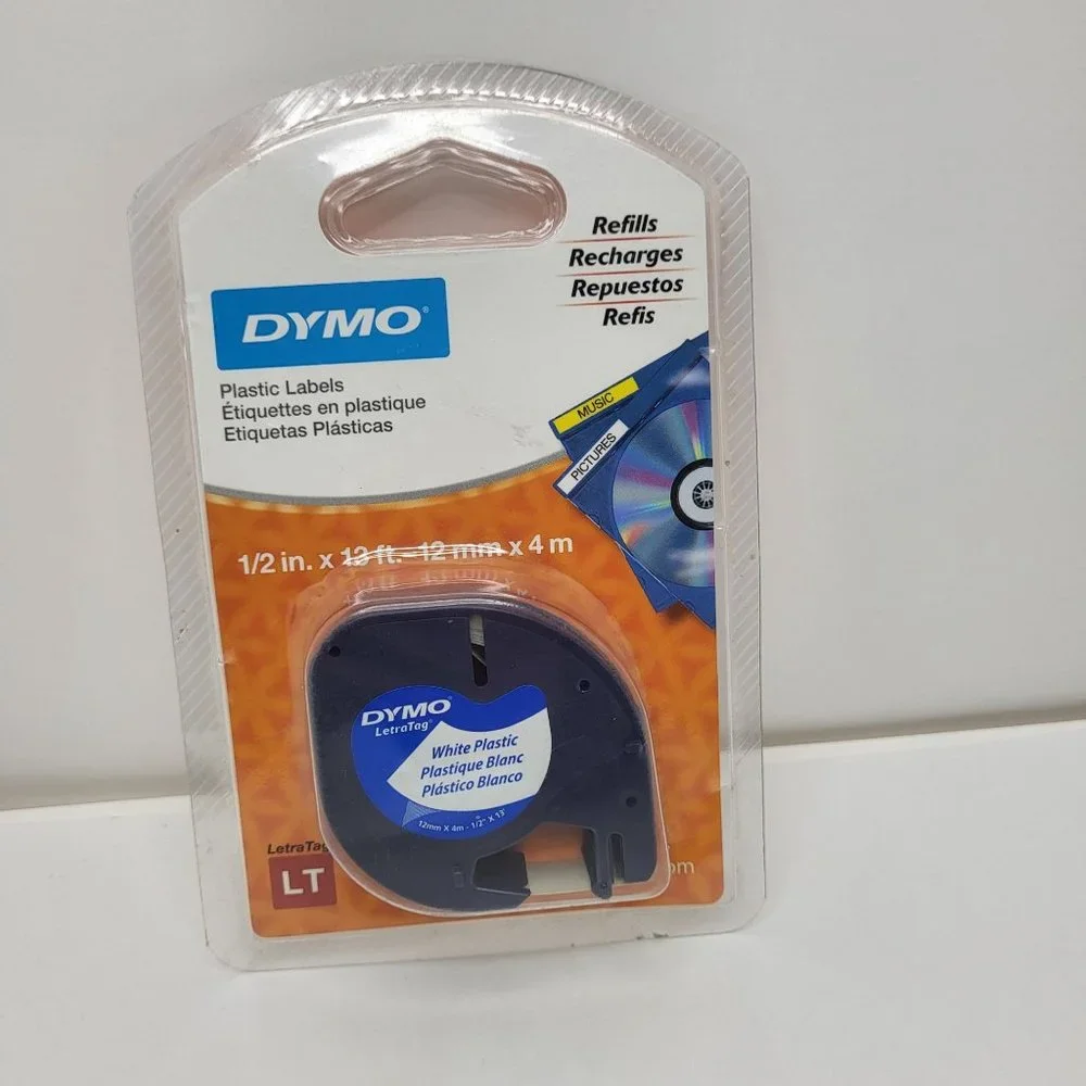 New DYMO‎ #91331 LetraTag White Plastic Label Refill Tape Cassette 1/2