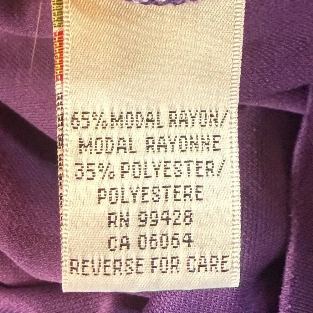 Bugatchi Uomo Polo Shirt M Purple Modal Blend Plaid Trim 3 Button Stretch