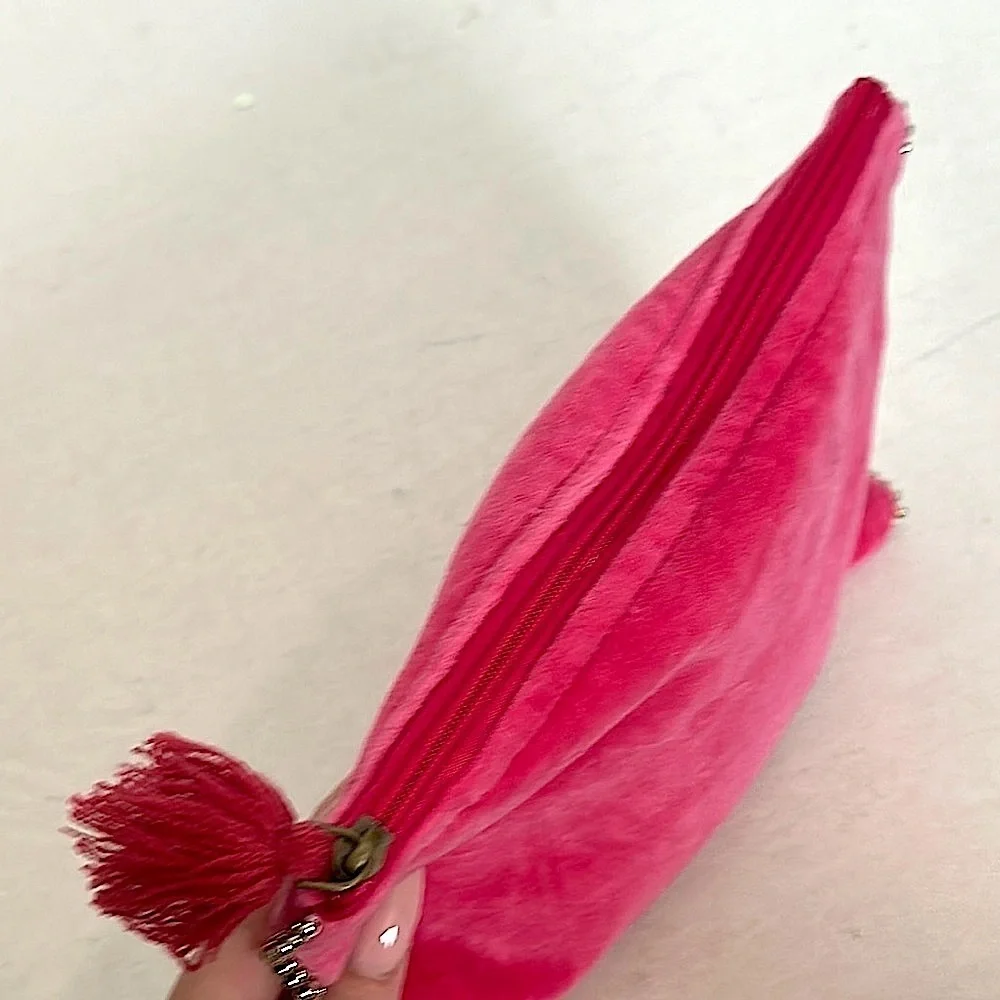 Jane Marie Velvet Clutch w/gold detail and adorable Tassel - Pink NWT