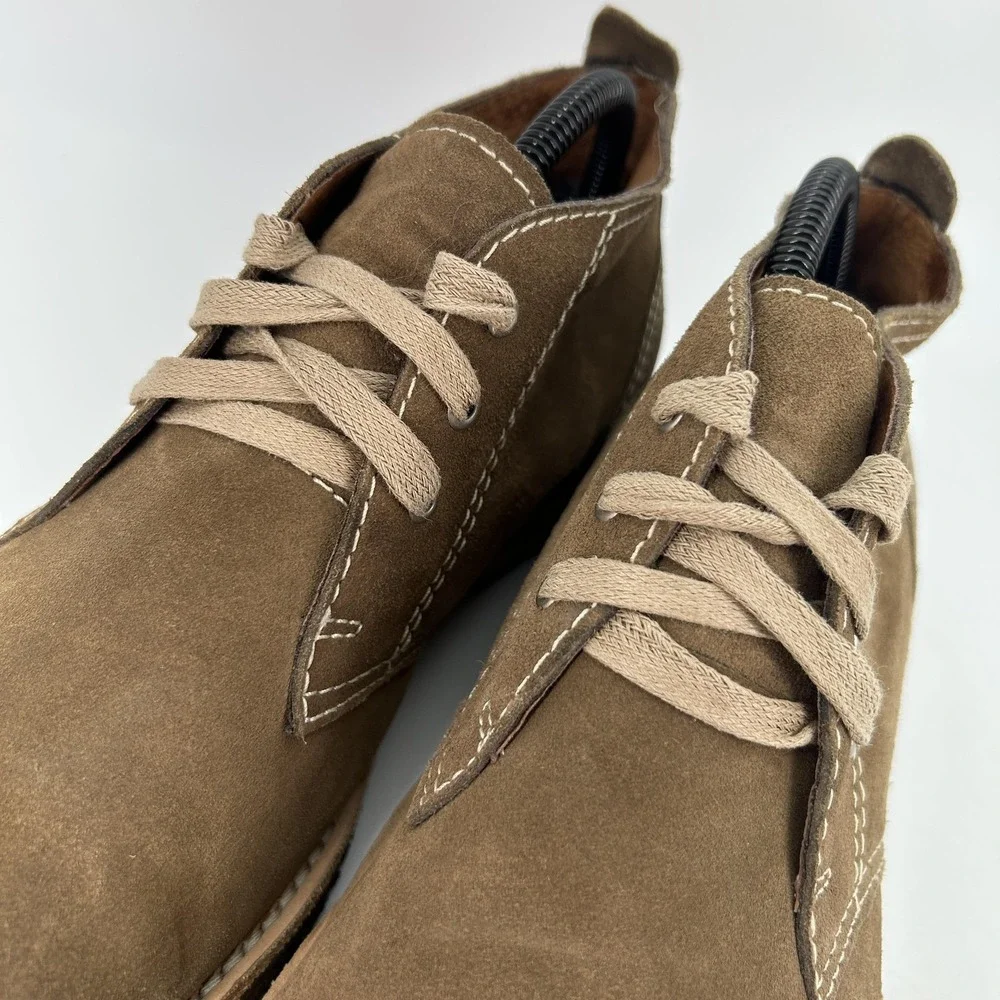 Bed Stu Boots Mens Size 8.5 Brown Suede Chukka Ankle Lace Up Contrast Stitching