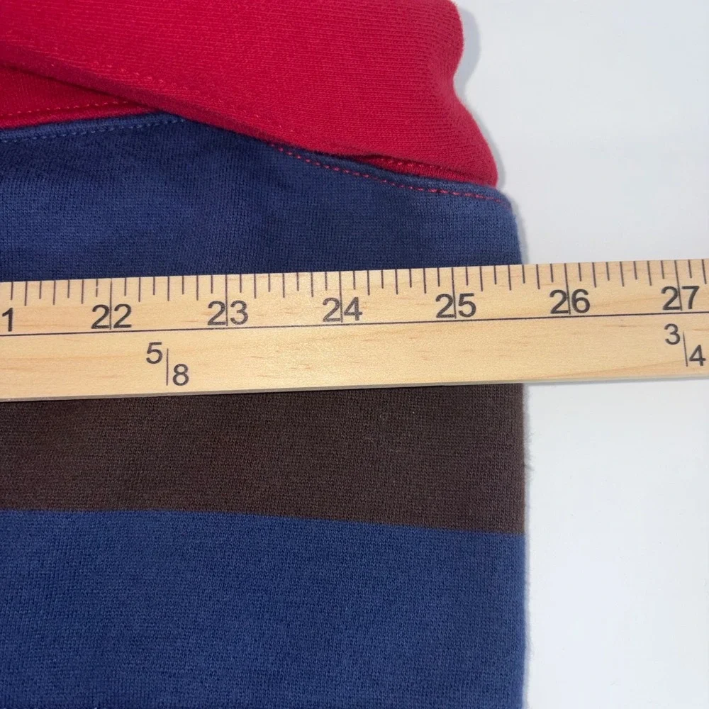 Polo Ralph Lauren Mens XL Red Striped Long Sleeve Rugby Shirt Fleece Pony Logo