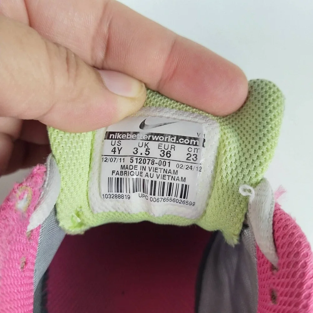 Nike Dual Fusion Kids Girls Sz 4Y Silver Pink Training Sneakers Athletic Cushion