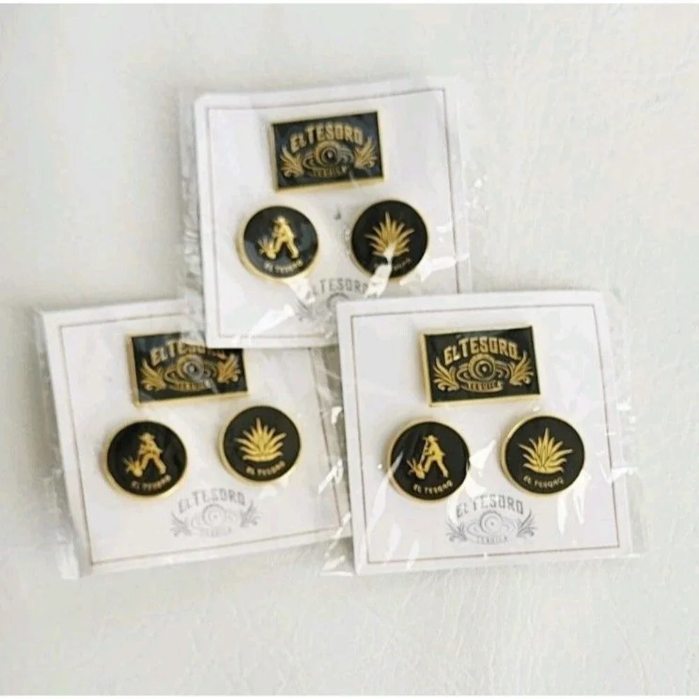 El Tesoro Tequila Gold Enamel Lapel Hat Pin Set *BRAND NEW* Lot Of 4 Sets