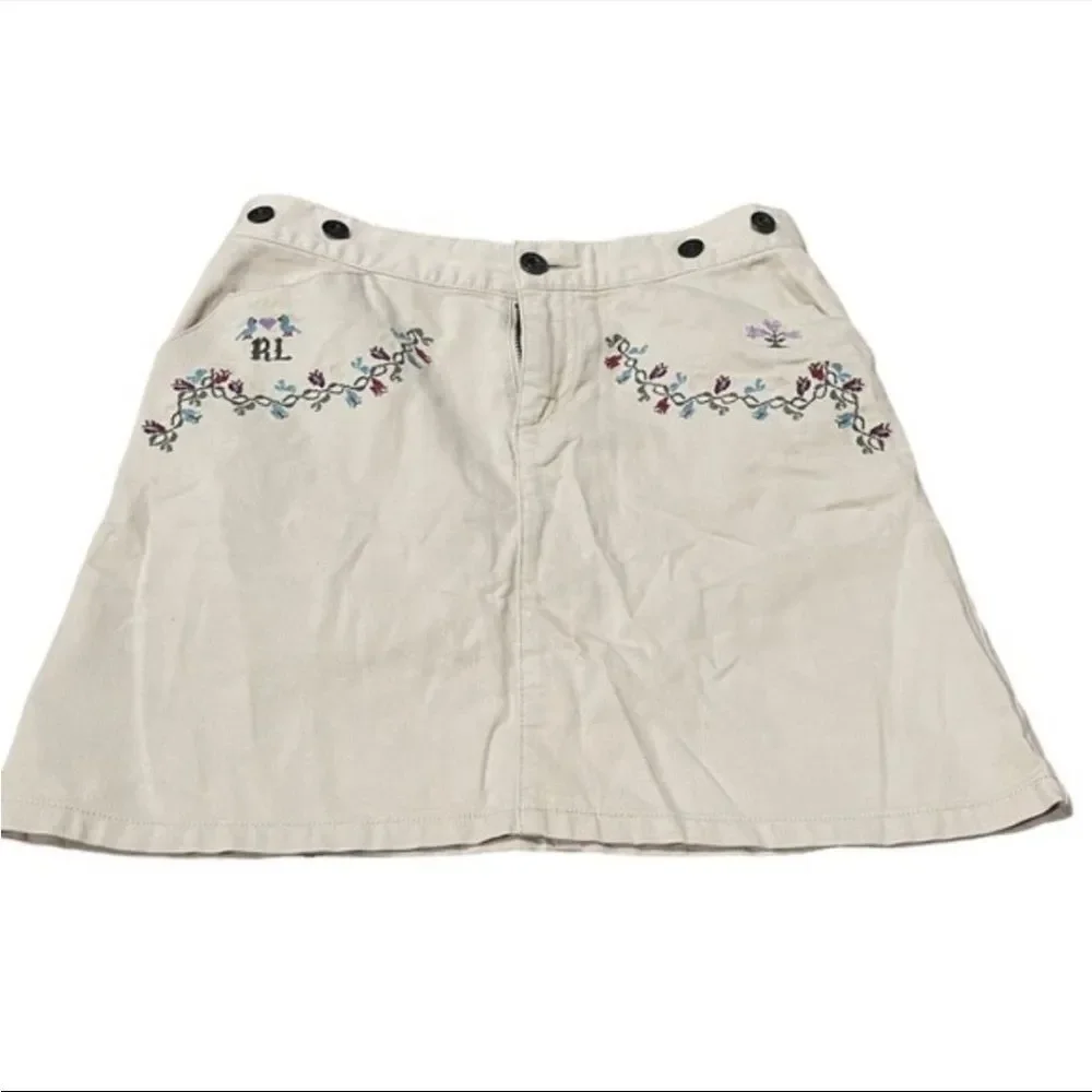 Ralph Lauren Tan Vintage Embroidered Skirt