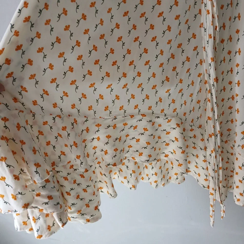 Anthropologie Faithfull The Brand Size 8 Floral Asymmetrical Floral Skirt Ruffle