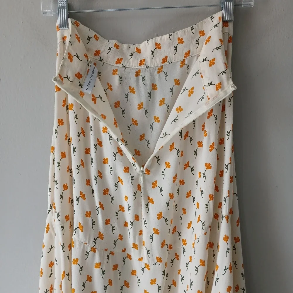 Anthropologie Faithfull The Brand Size 8 Floral Asymmetrical Floral Skirt Ruffle