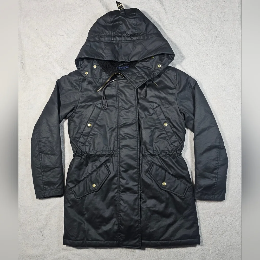 J. Crew Black Utility Hooded Jacket