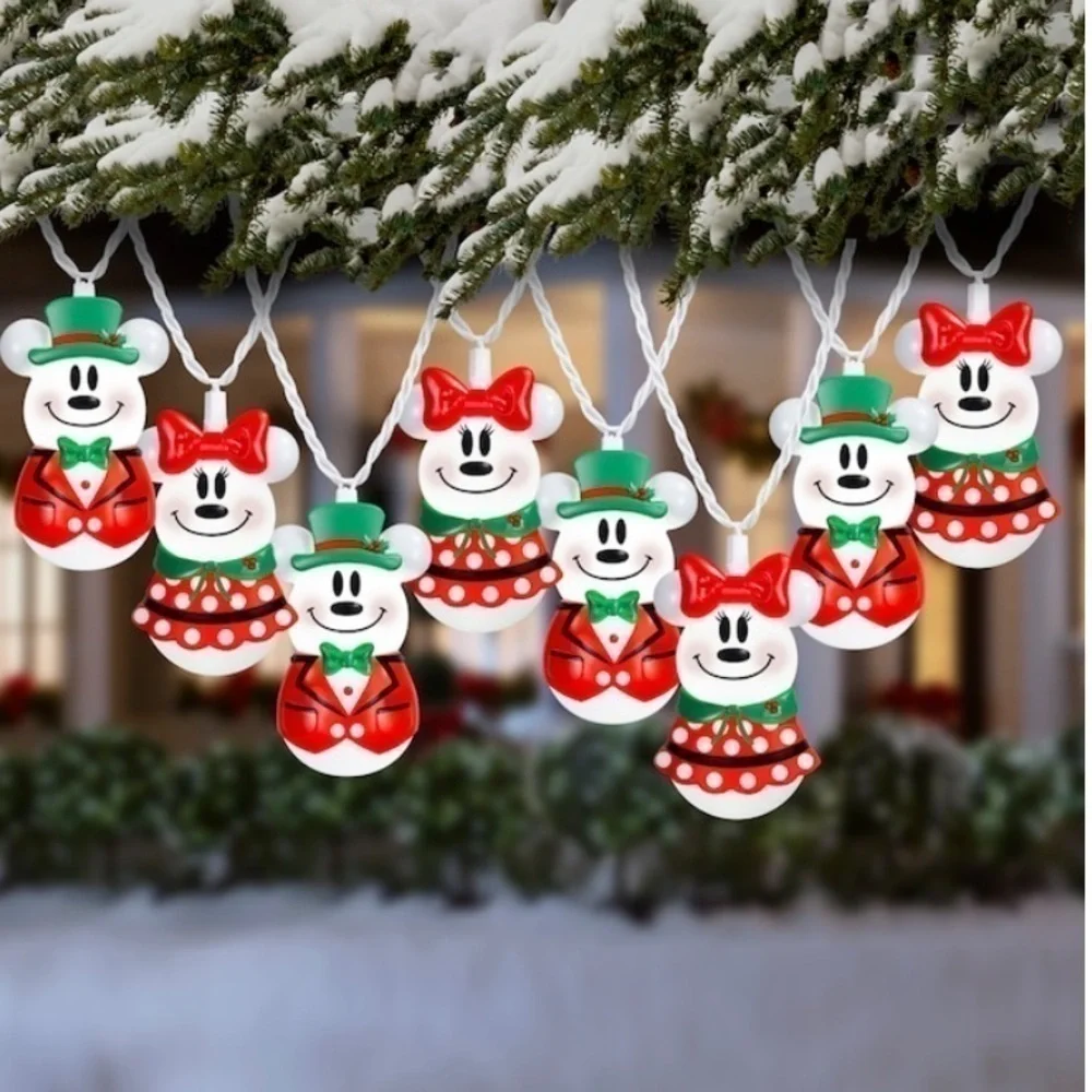 Disney Mickey Minnie Mouse Snowman String Lights NEW 8 Count 7 ft Christmas