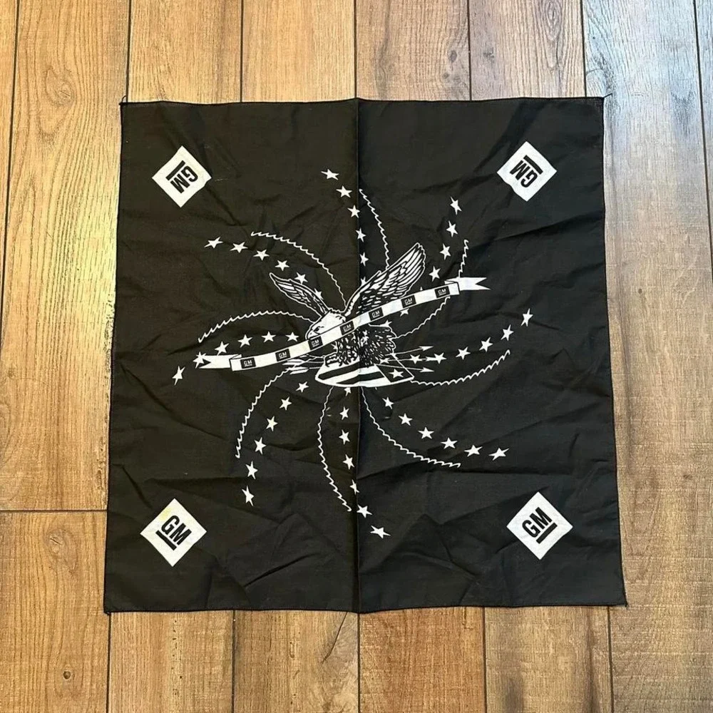 Vintage GM General Motors‎ Bandana Eagle Black White Graphic 90s