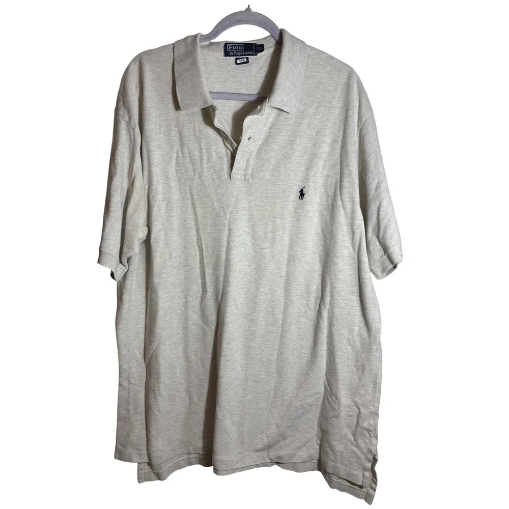 NWOT‎ POLO Ralph Lauren Oatmeal Heather Cotton Short Sleeve Polo Size XXL