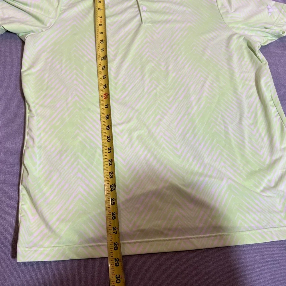 Adidas‎ Mens Golf Polo Shirt Large Lime Green White Chevron Zigzag Performance