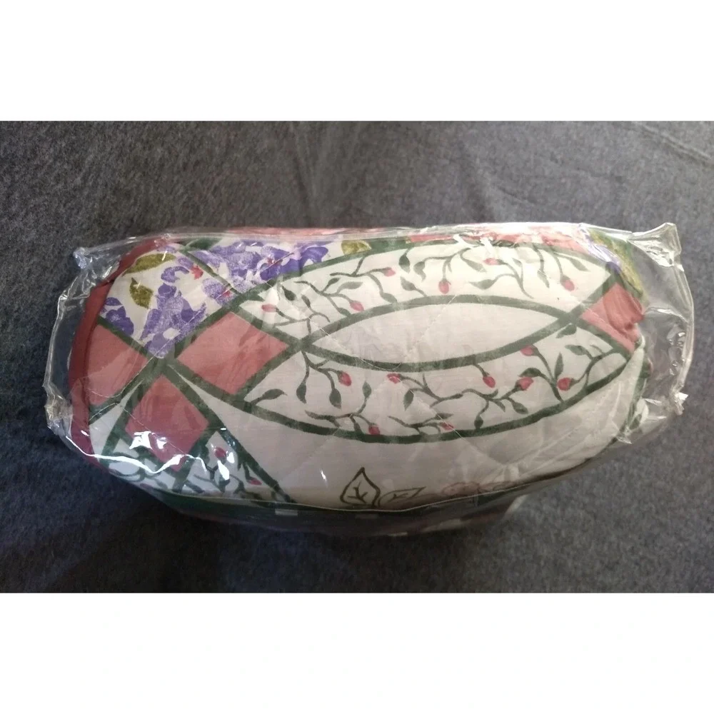 All Seasons Full Size Reversible Quilt Cotton Blend Floral‎ Bedspread Vtg NOS