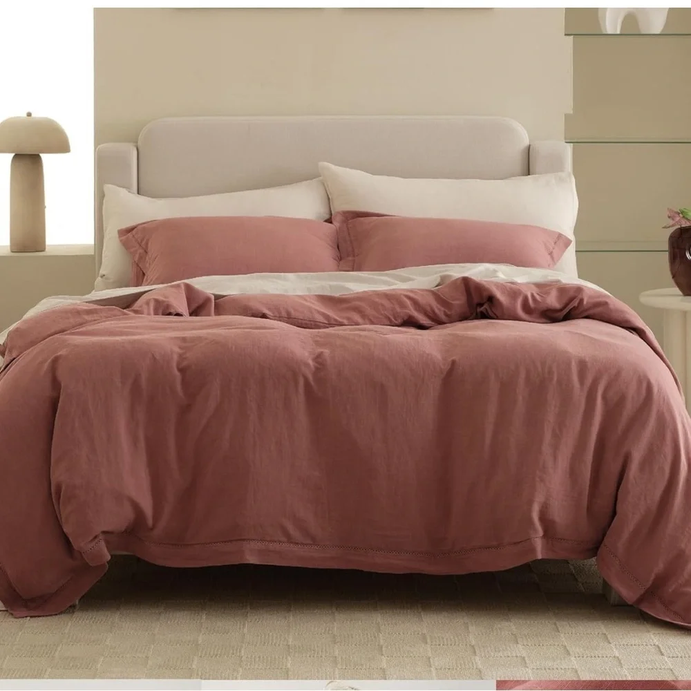 COPY - Double Stitch by Bedsure Linen TENCEL Lyocell Duvet Cover Set - Soft Duv…
