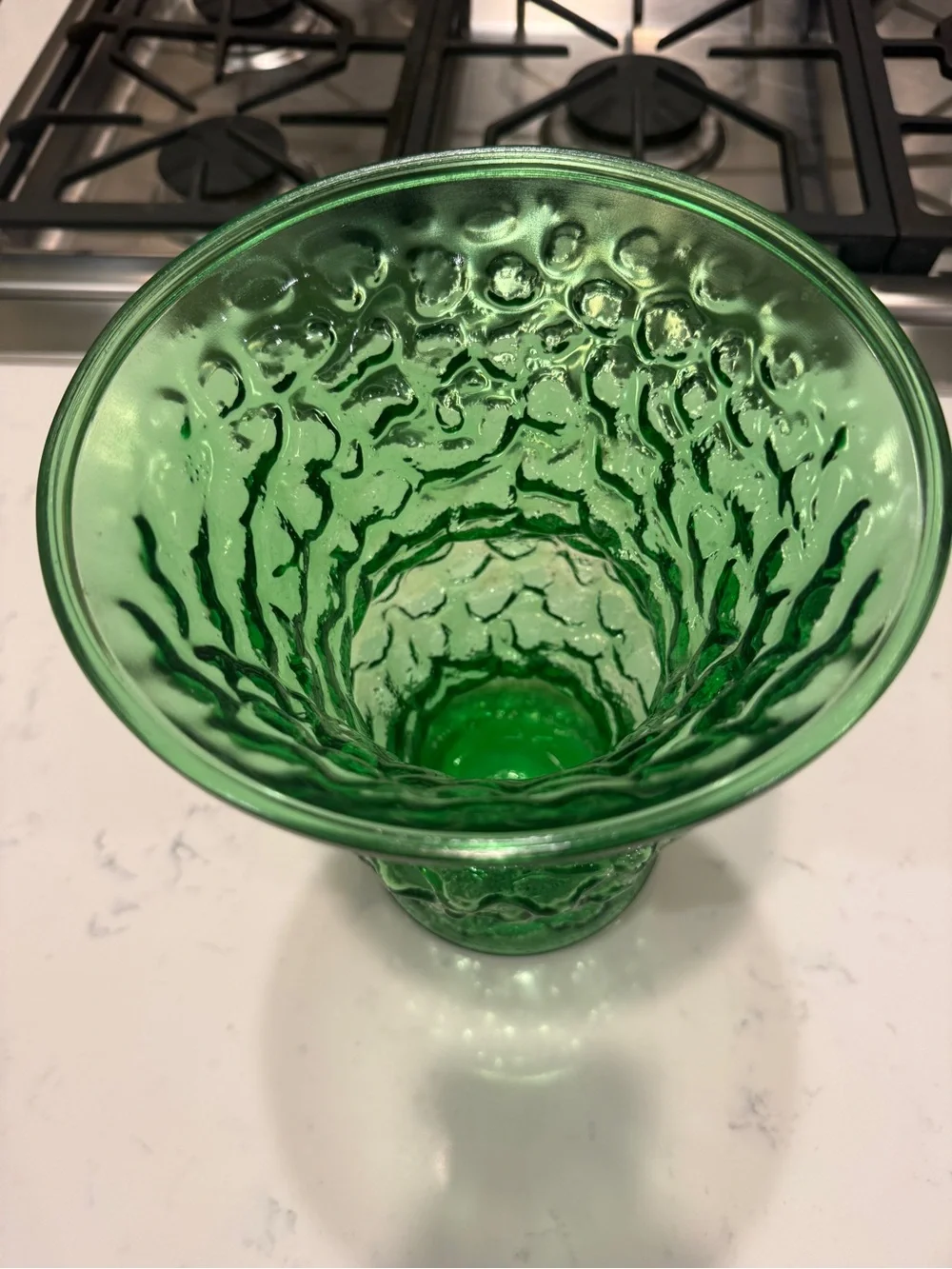 Art Glass Pedestal Vase vintage emerald