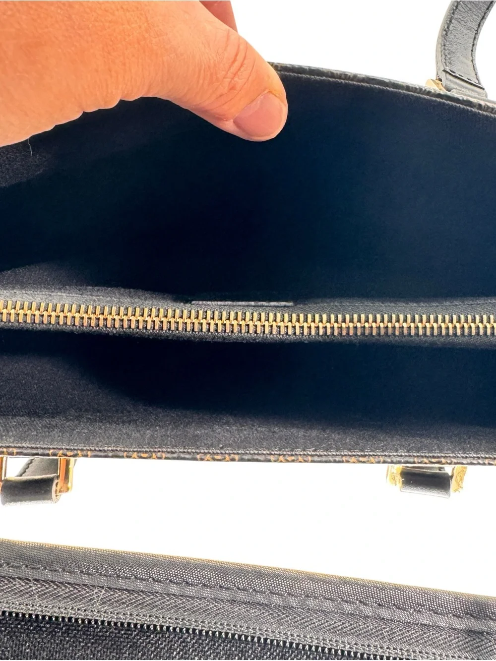 Celine Vintage Black Macadam Triomphe GHW monogram tote classic bag