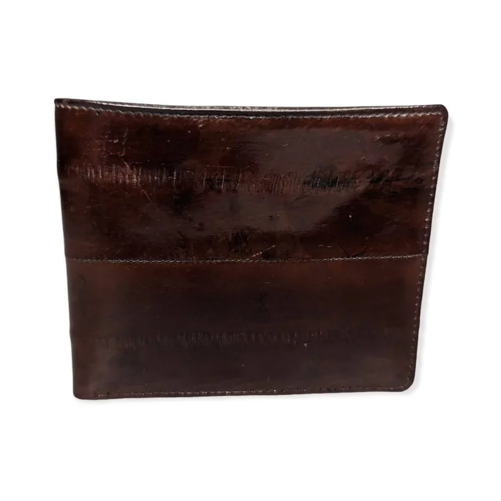 Vintage Dark Brown Eel Skin Men's Wallet