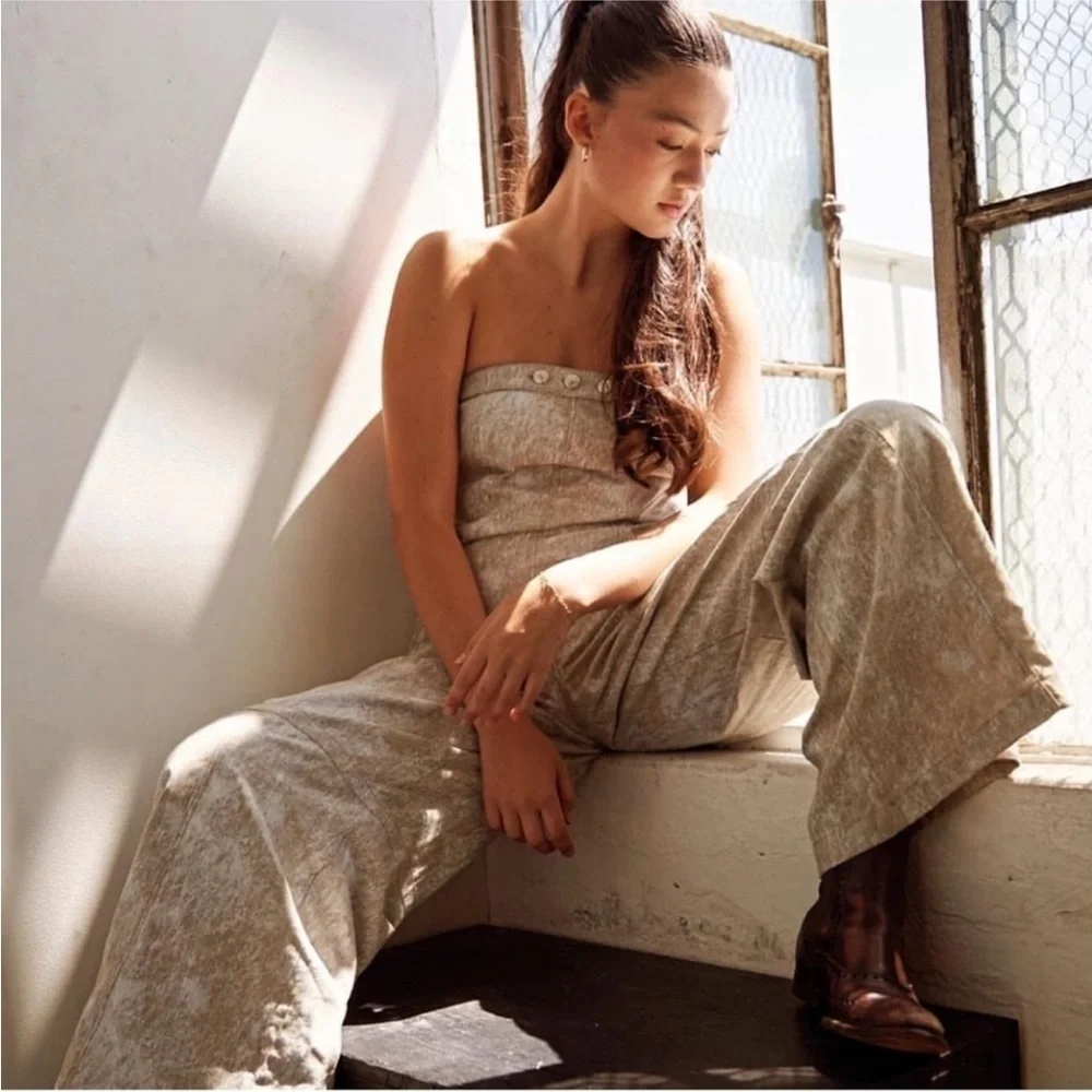 ZARA Printed linen blend jumpsuit 8217/072