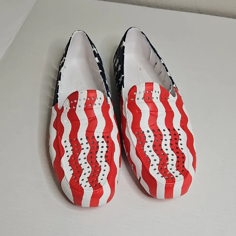 Floaters Mens Country Club Driver Size 12 Boat Shoes, American Flag