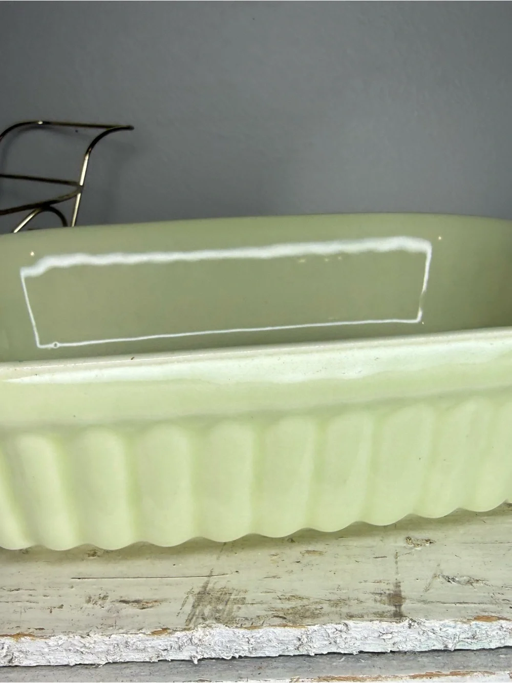VTG Pfaltzgraff FTDA 1983 Pale Green 32 Oz. Casserole Dish W/ Wire Rack Holder