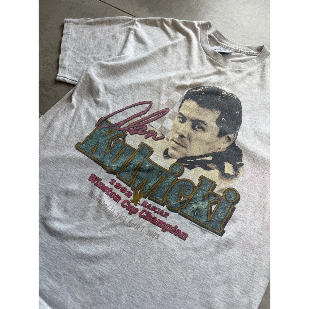 Vintage 1993 Alan Kulwicki NASCAR Winston Cup Champion T-Shirt Grey XL USA Made