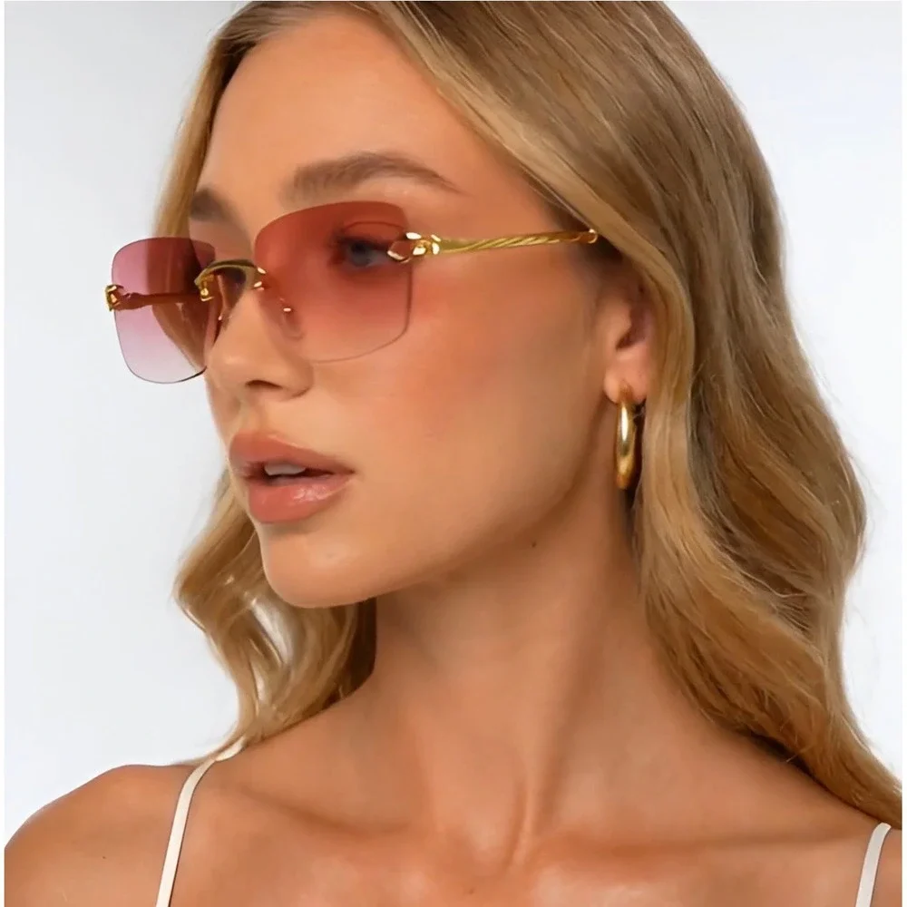 Pink Sunglasses Fashion Women Trendy Sun Glasses Retro Luxury UV400 Protect 2026