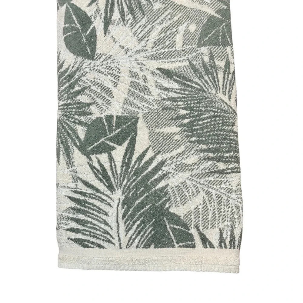 Summer Brand Tropical Palm Leaf Beach Towel‎ Sage Green Cream 100% Cotton USA