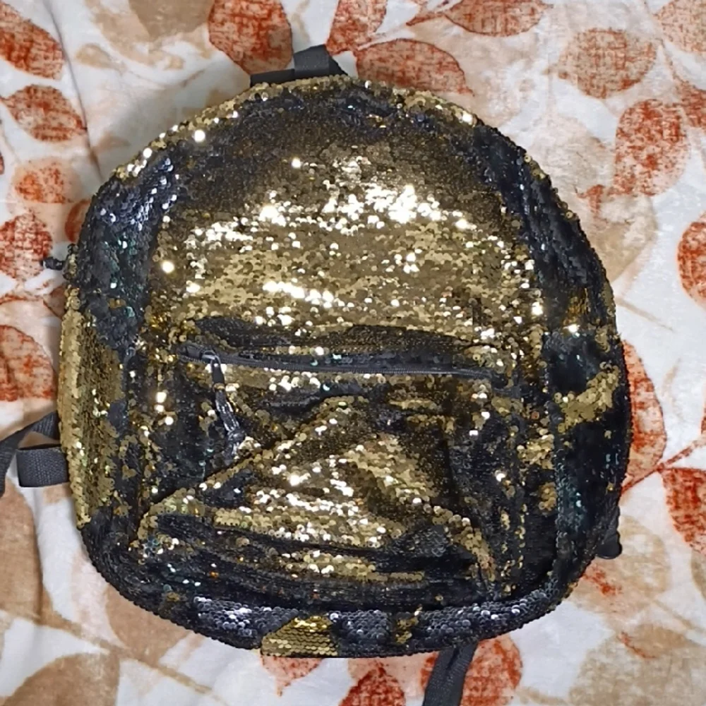 Gold and Black‎ Sequin Backpack