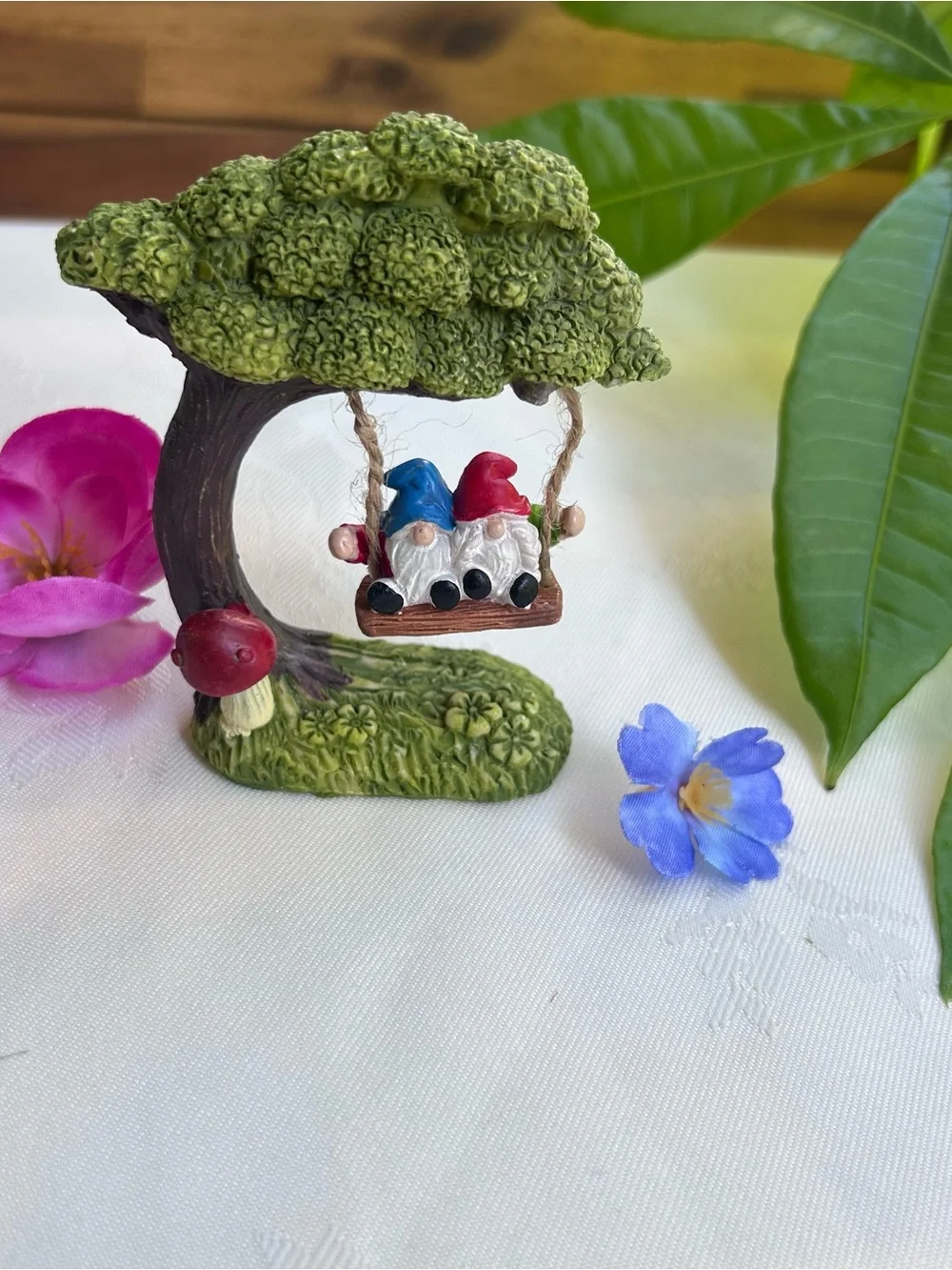 Mini Fairy Garden Decor Set Gnome Mushroom House Tree Swing Cottagecore NEW
