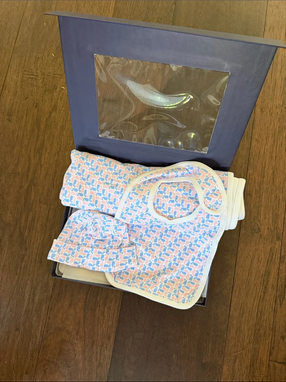 Vineyard Vines Pink and Blue Whale Print Baby Gift Set