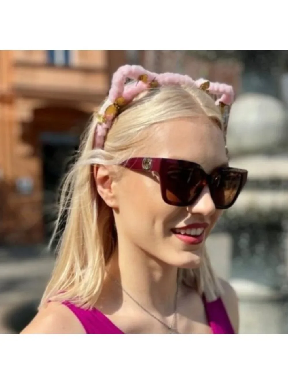 NEW GG1023S 003 GUCCI SUNGLASSES, HAVANA/BURGUNDY WOMEN EYEWEAR