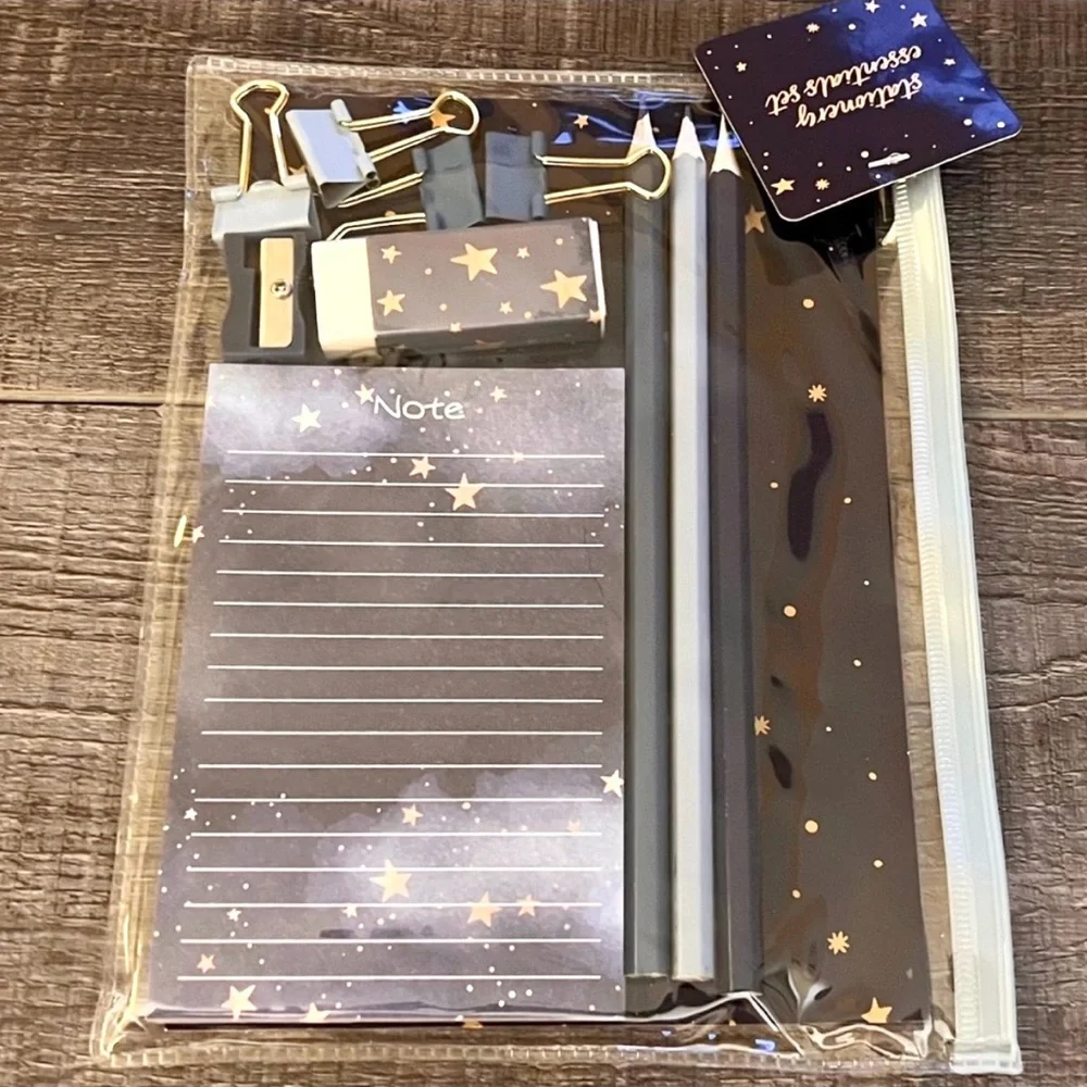 💞 New 10-Piece Celestial Star Blue & White Stationary Essentials Gift Set