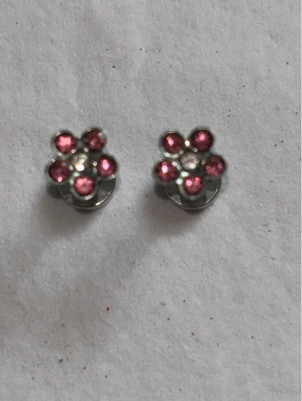 Pink Crystal Flower Stud Earrings