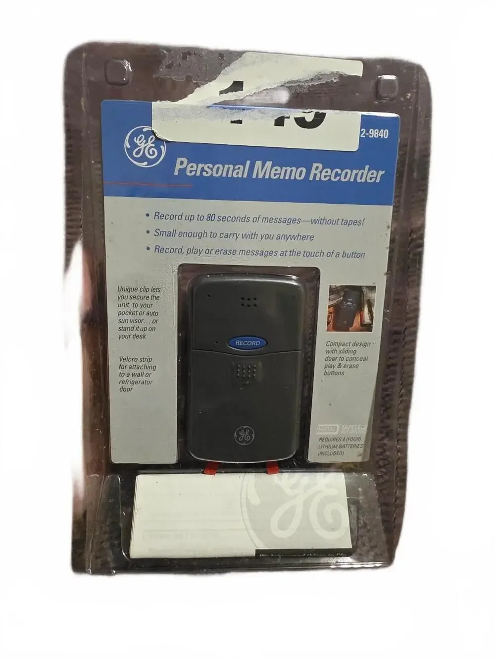 Vtg GE Personal Memo Recorder Digital Tapeless Voice Recorder