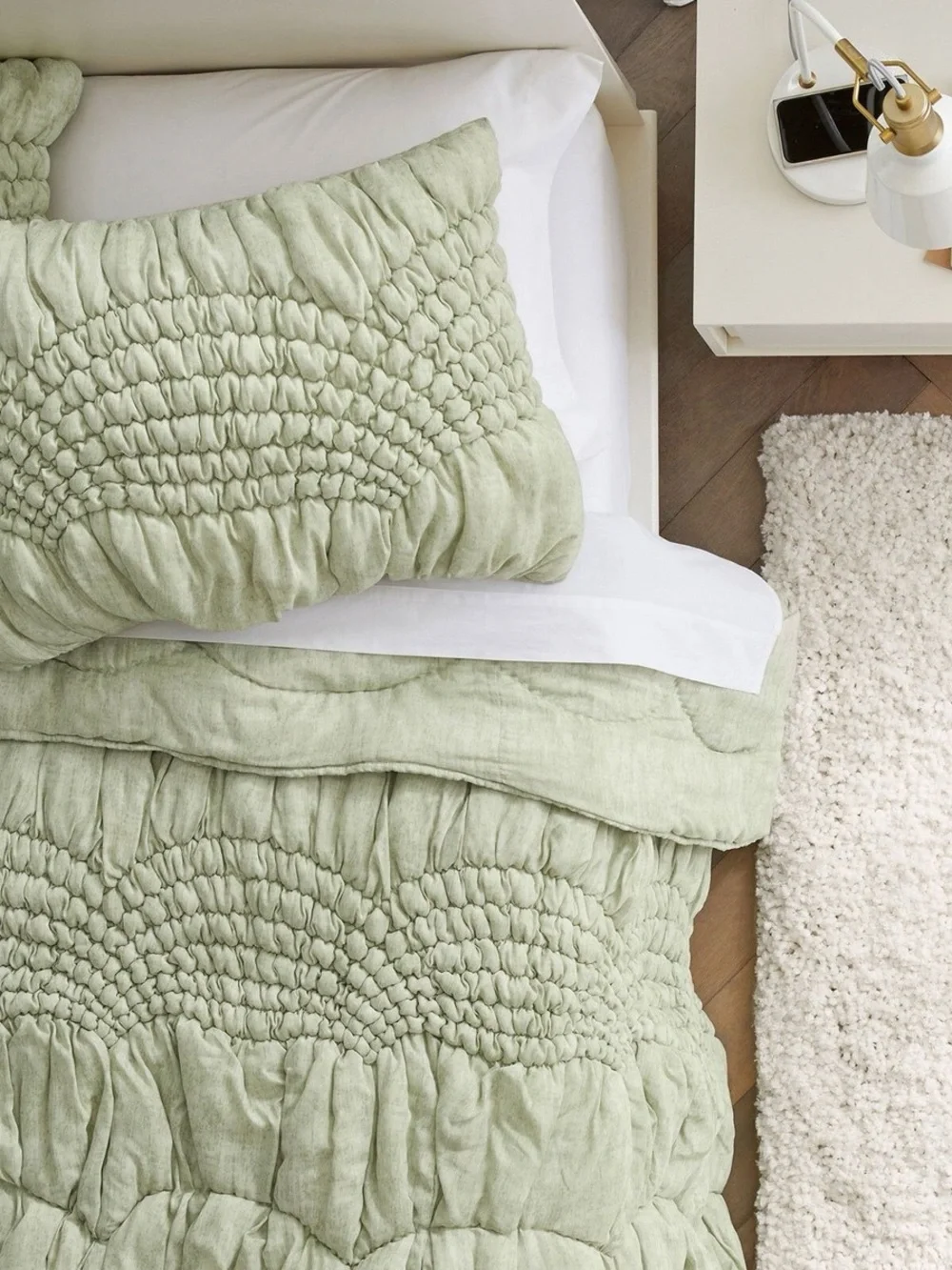 Pottery Barn Teen Dorm Cream Puff Twin XLComforter Set - Sage (Comforter + Sham)