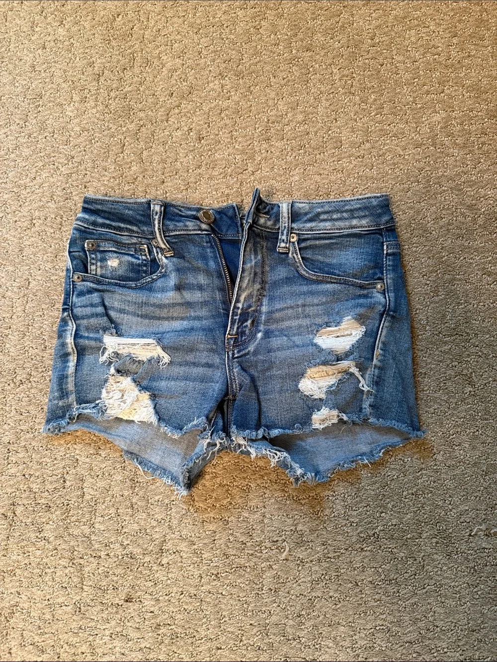 Women's Distressed Denim Shorts in Blue