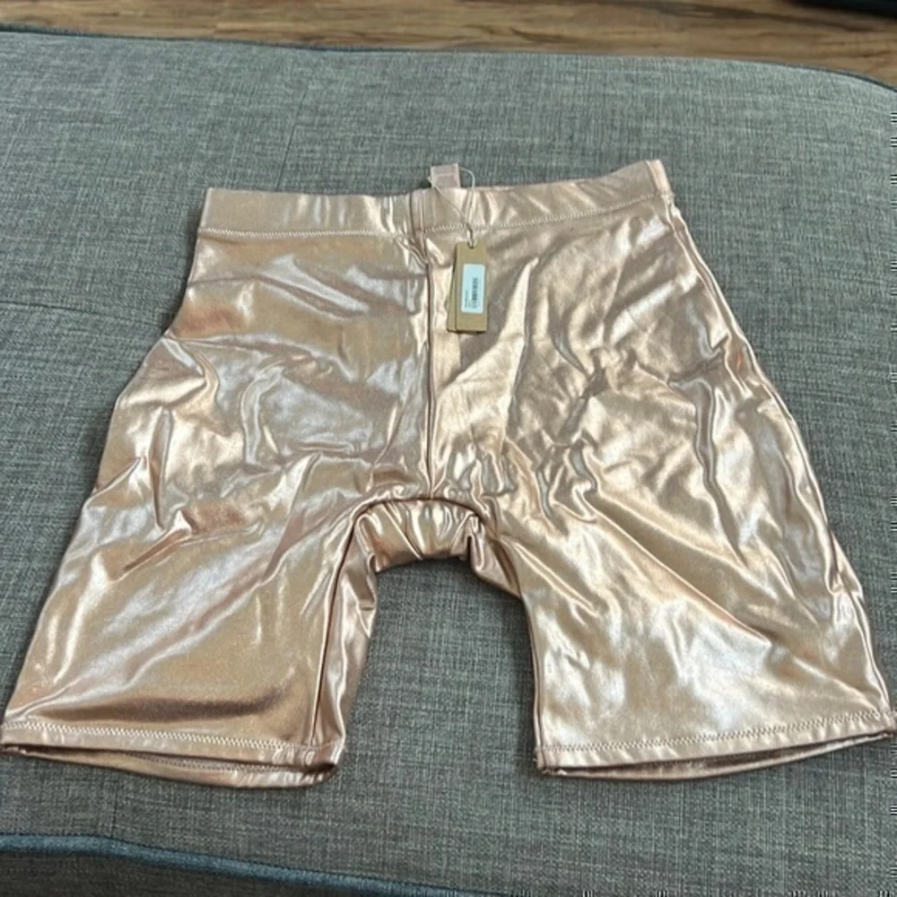 Skims Metallic Swim Mid Waist Shorts