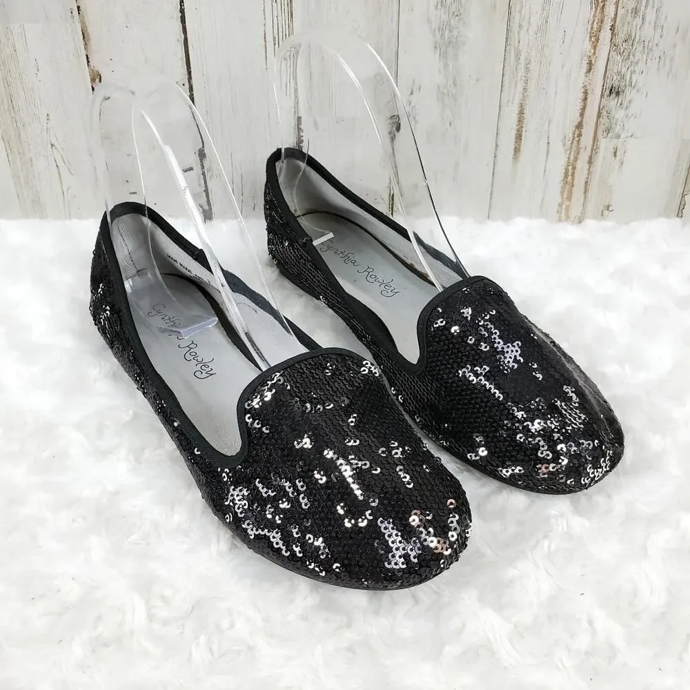 Cynthia Rowley Sequin Embellished Flats Black Size 3