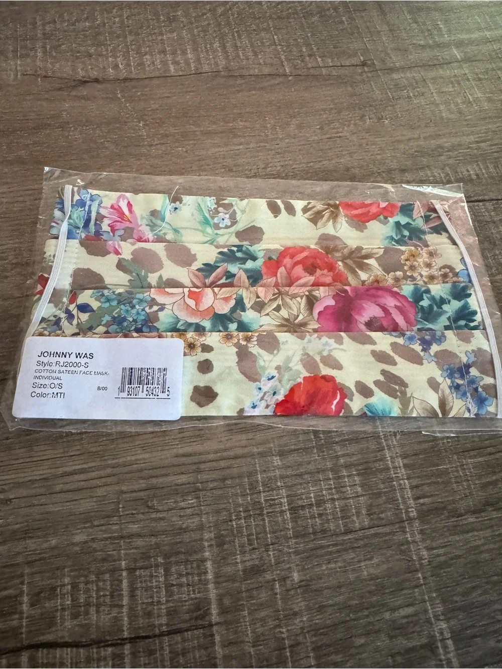 Johnny Was Floral Cotton Face Mask - Cream with Multicolor Flowers