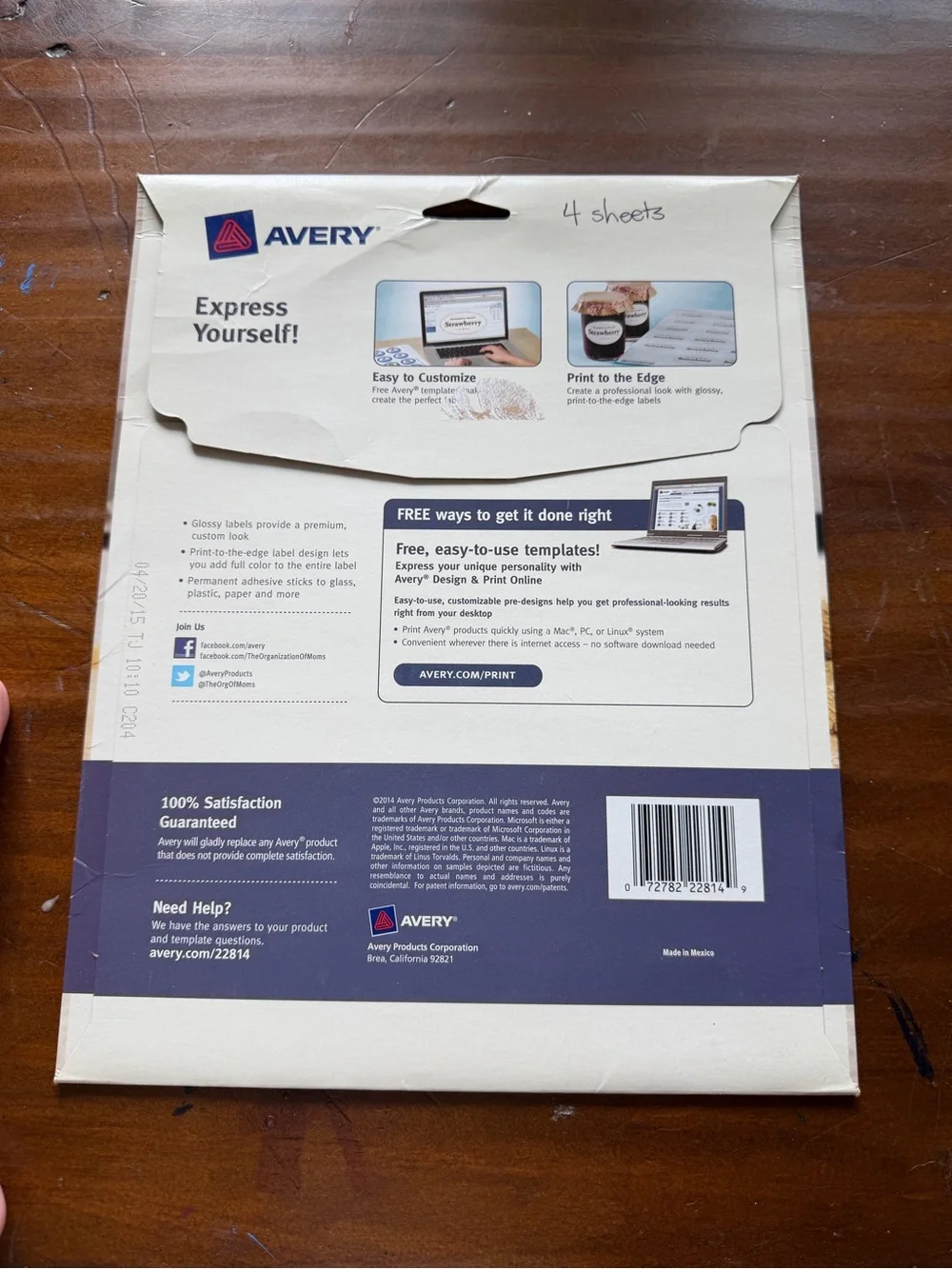 Avery 22814 Print-to-the-Edge Glossy White Oval Labels – 72 Labels