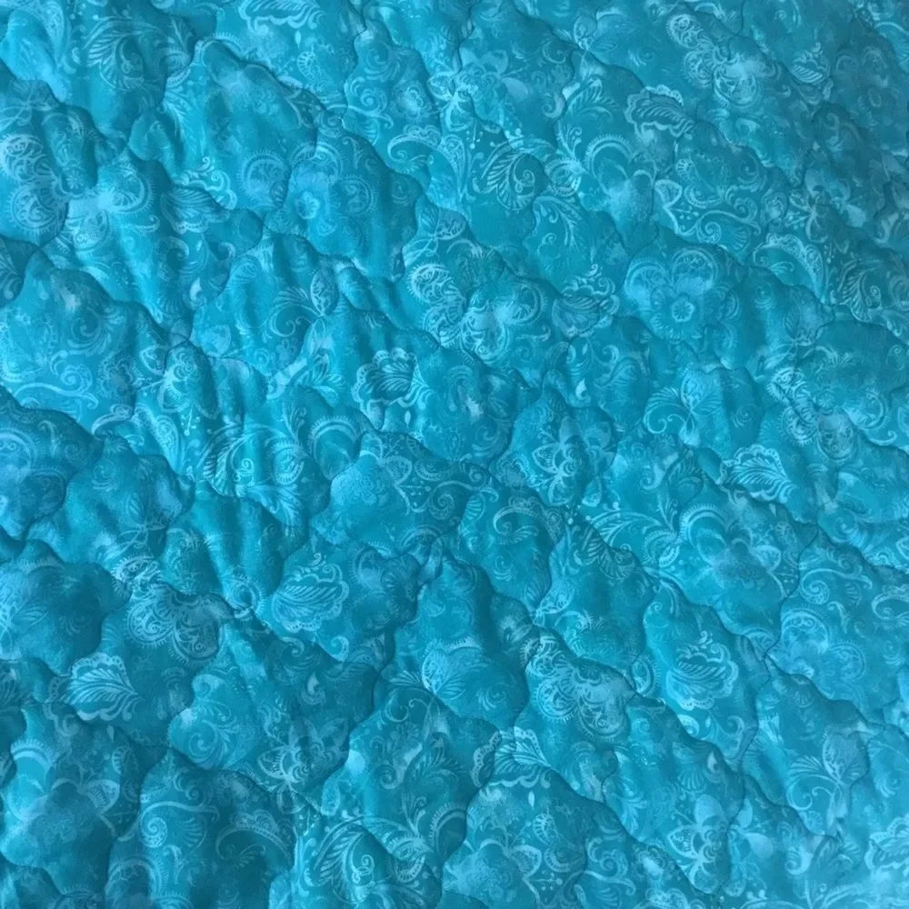 Hand Crafted Quilt Turquoise and Red