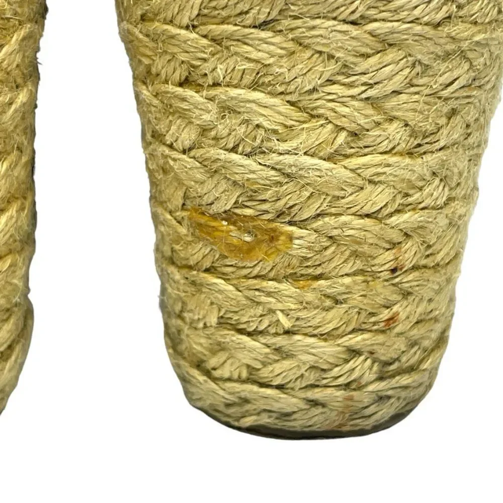 Chaps Womens Dakoda Khaki Chambray Fabric Espadrille‎ Wedge Sandal US Size 9.5