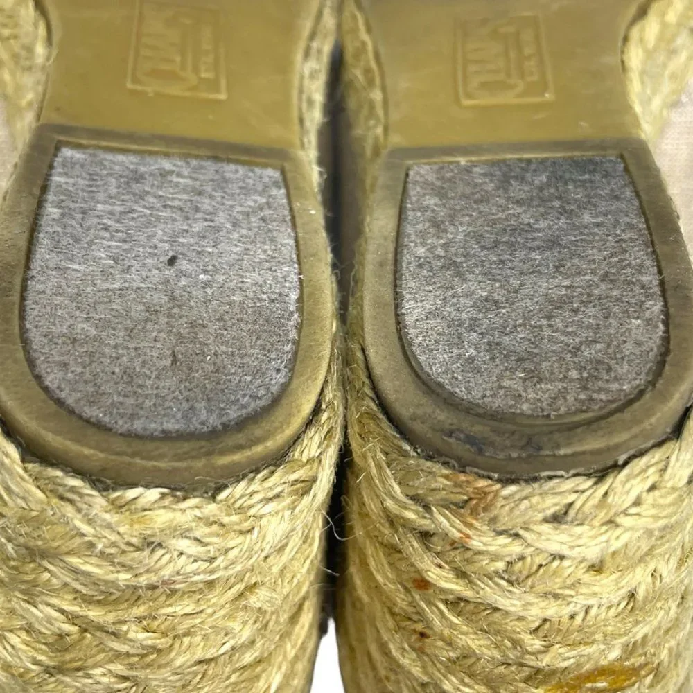 Chaps Womens Dakoda Khaki Chambray Fabric Espadrille‎ Wedge Sandal US Size 9.5