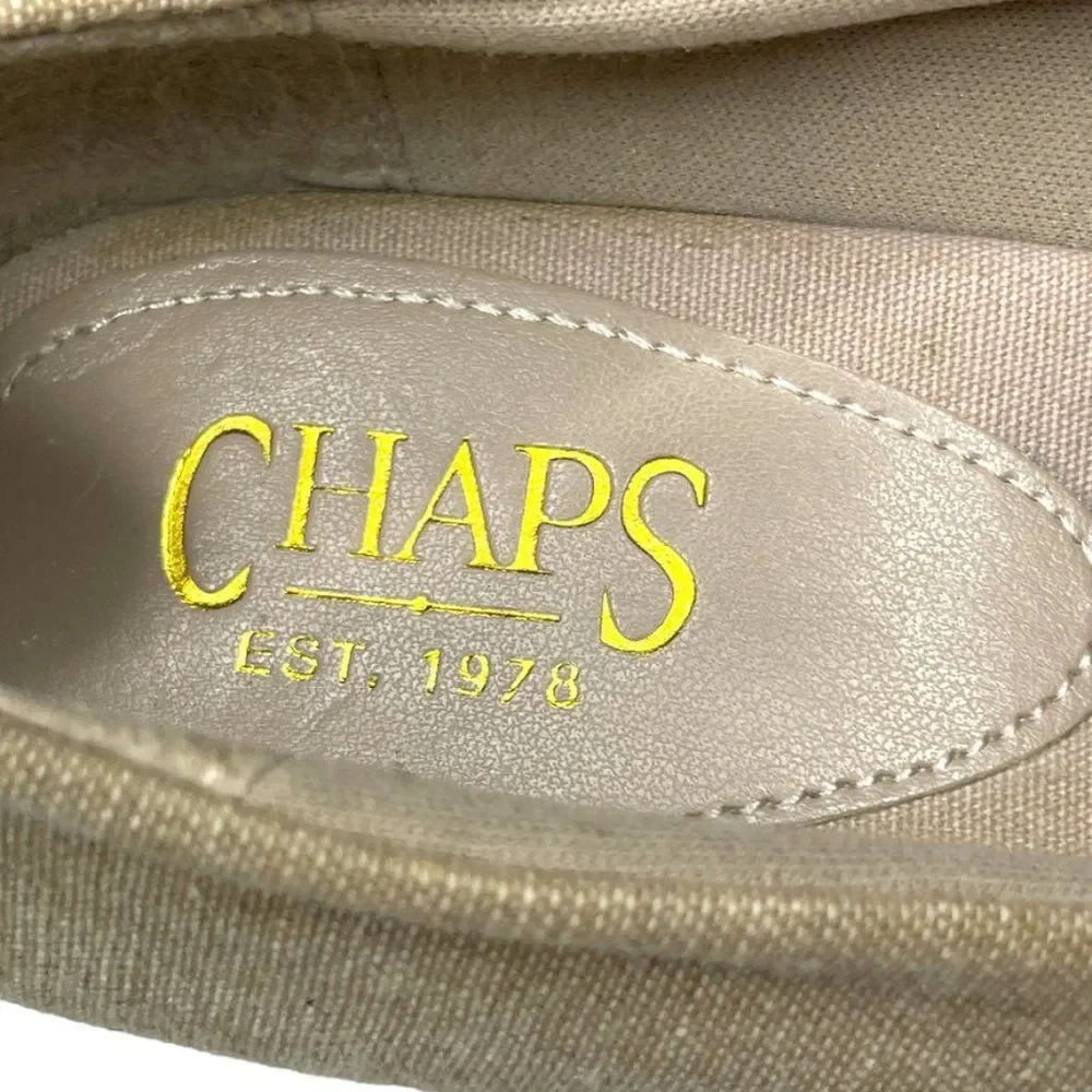 Chaps Womens Dakoda Khaki Chambray Fabric Espadrille‎ Wedge Sandal US Size 9.5